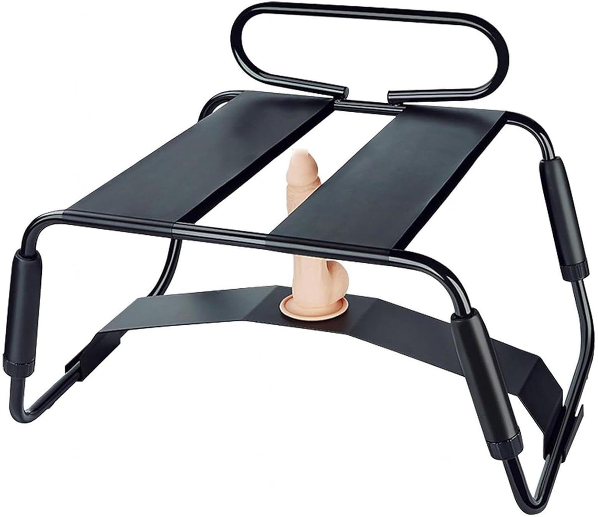 La chaise a structure metallique en coloris gris et bleu